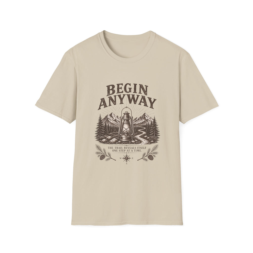 Begin Anyway Lantern & Mountains T-Shirt