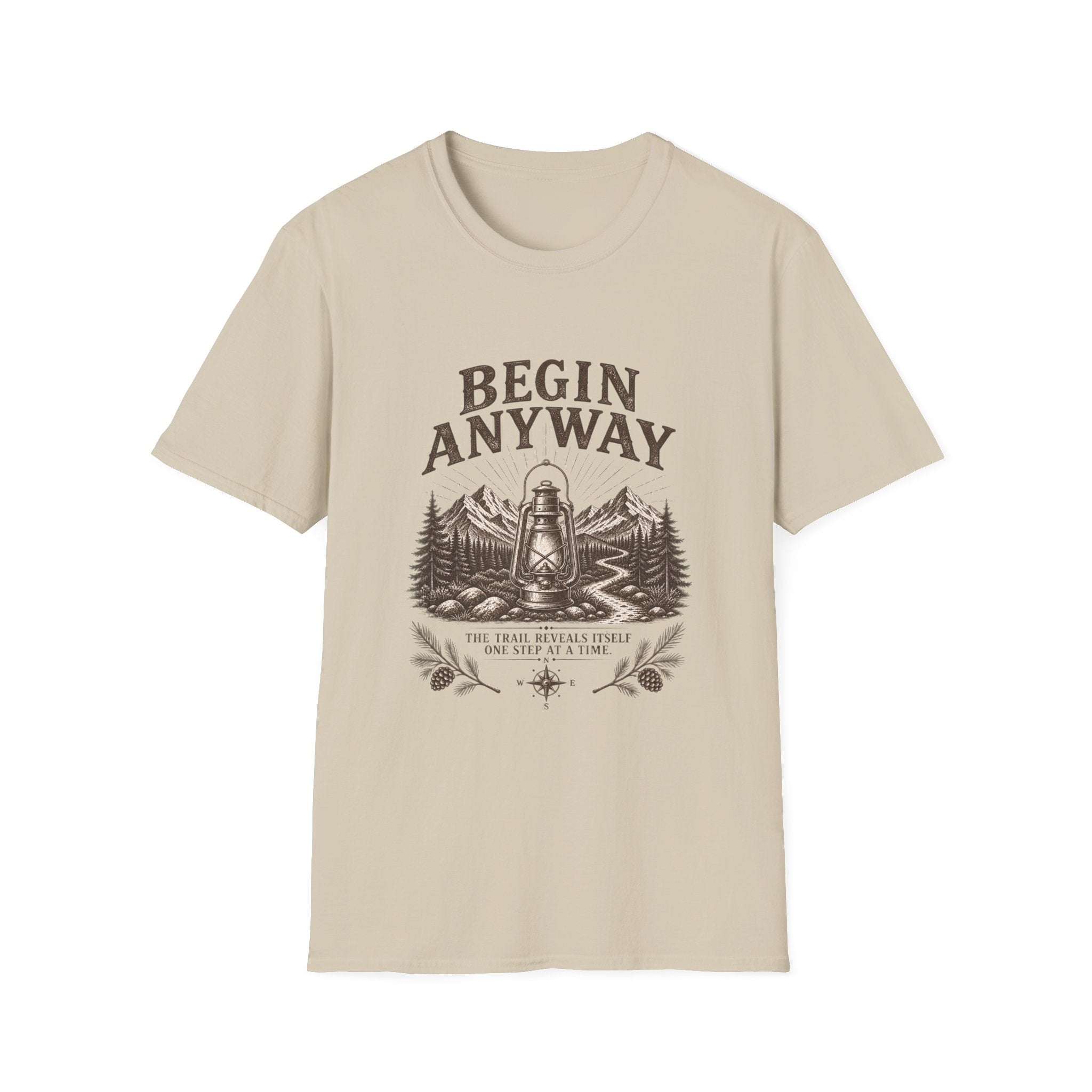 Begin Anyway Lantern & Mountains T-Shirt