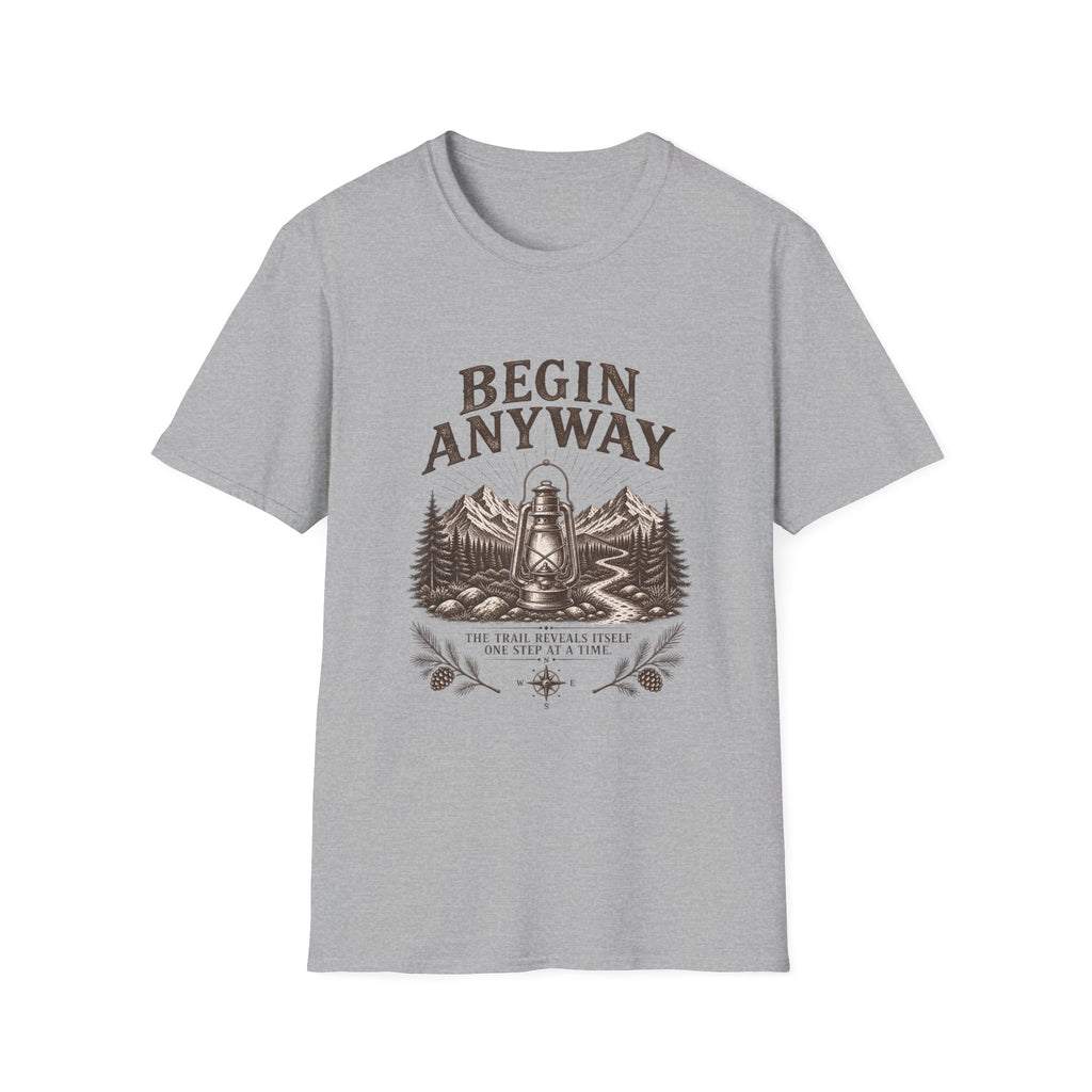 Begin Anyway Lantern & Mountains T-Shirt