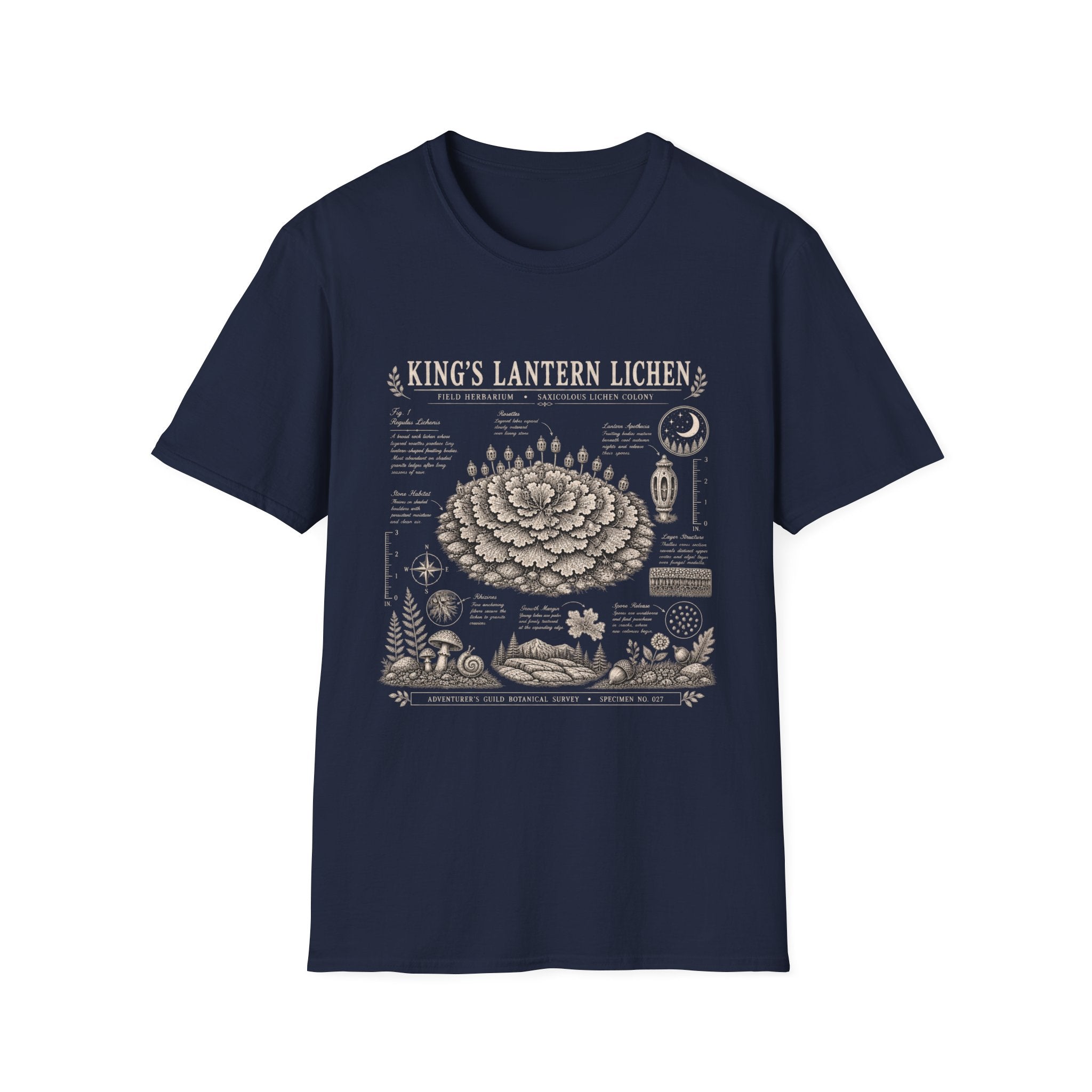 King’s Lantern Lichen Herbarium Plate T-Shirt