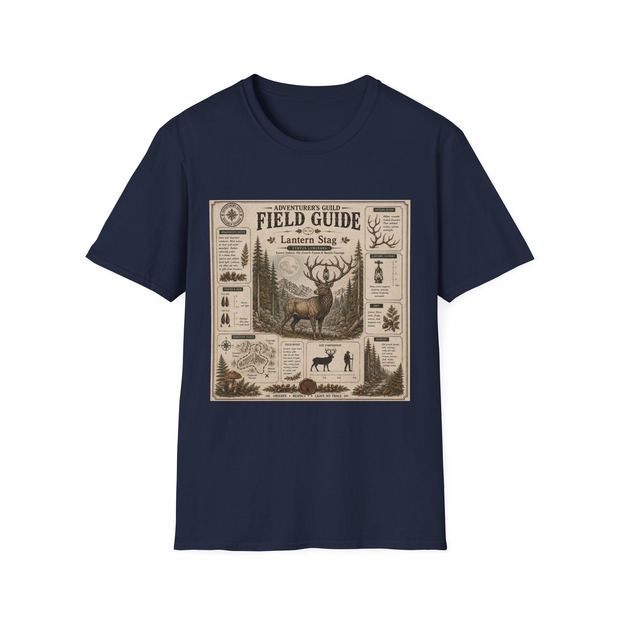 Lantern Stag Field Guide Poster T-Shirt