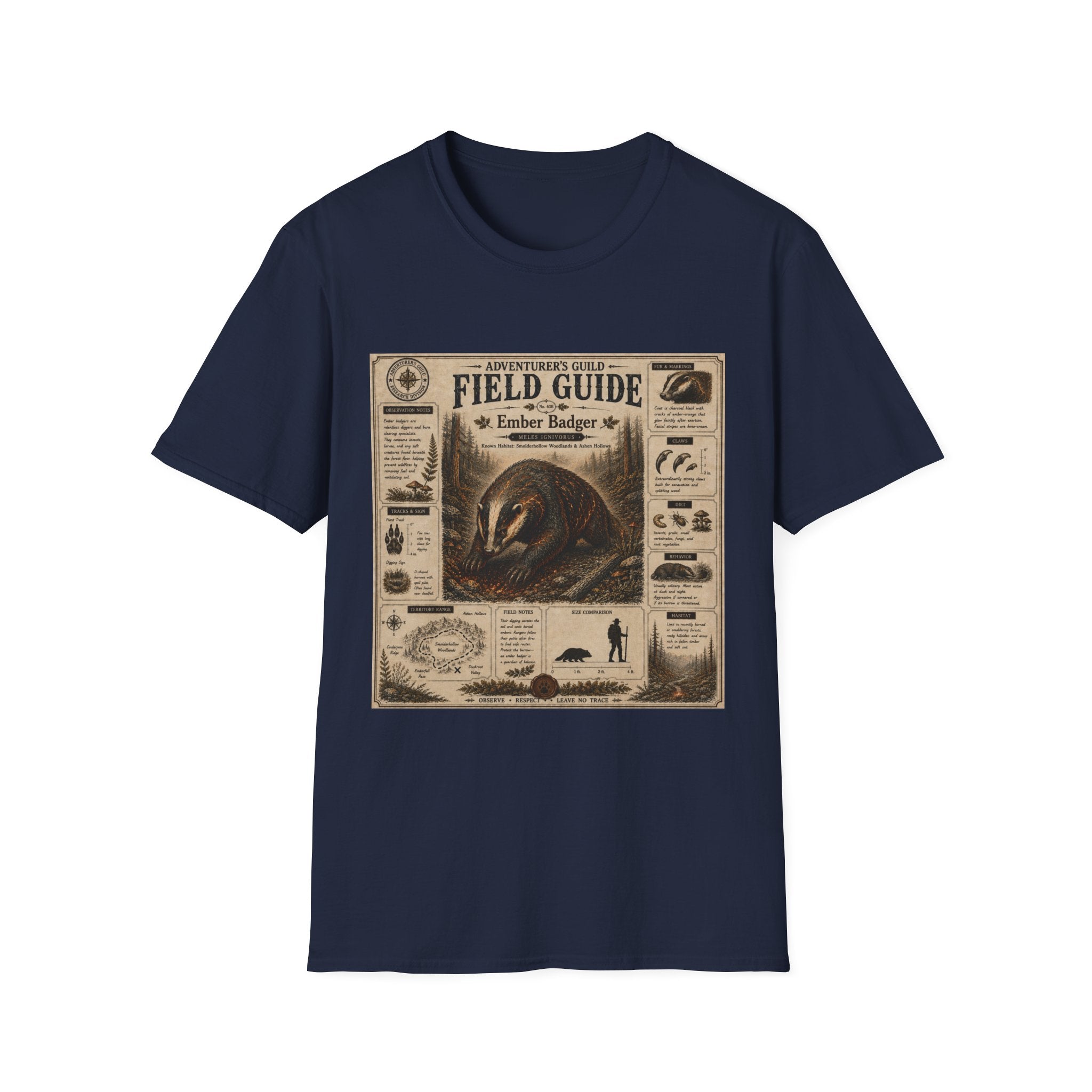 Ember Badger Field Guide Poster T-Shirt