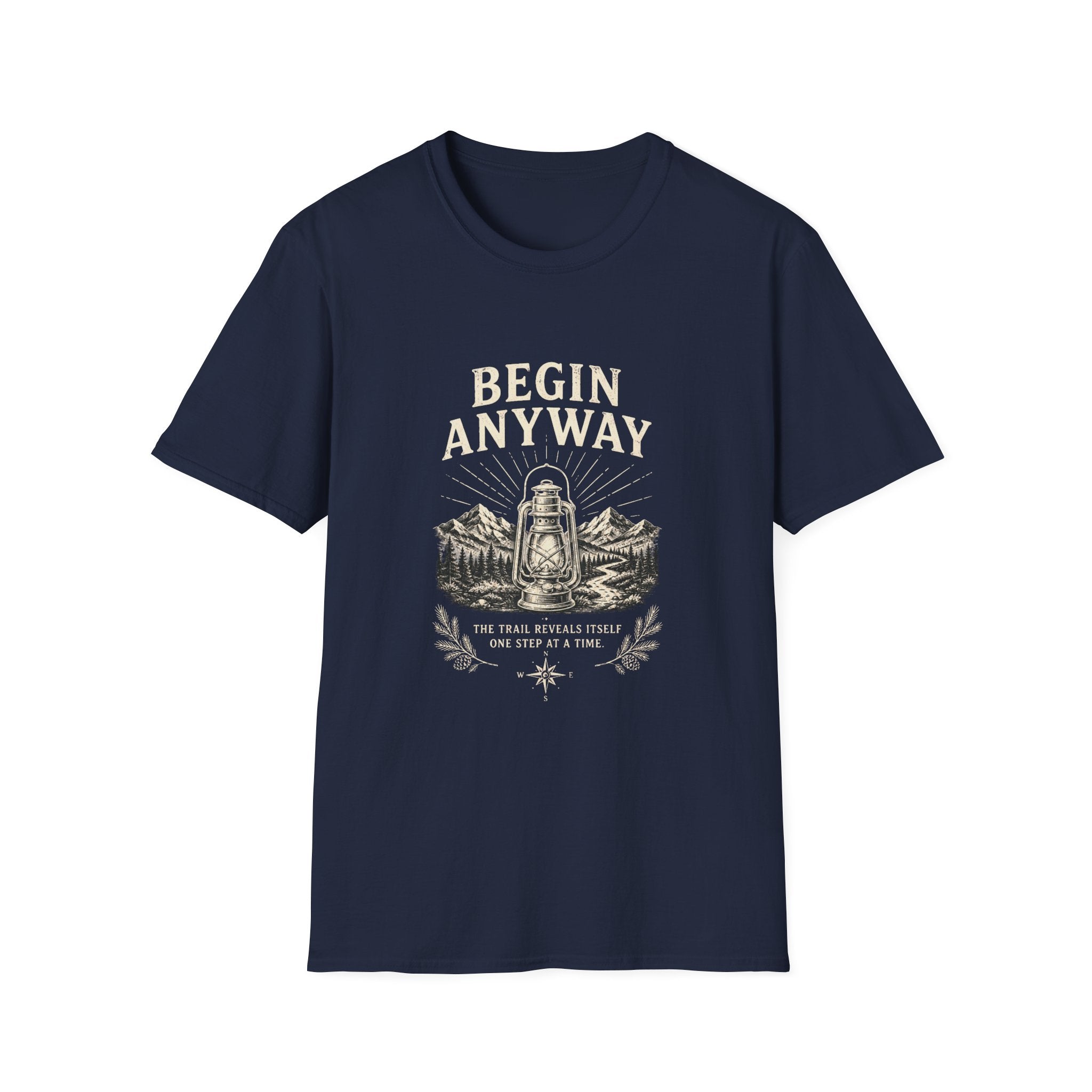 Begin Anyway Lantern & Mountains T-Shirt