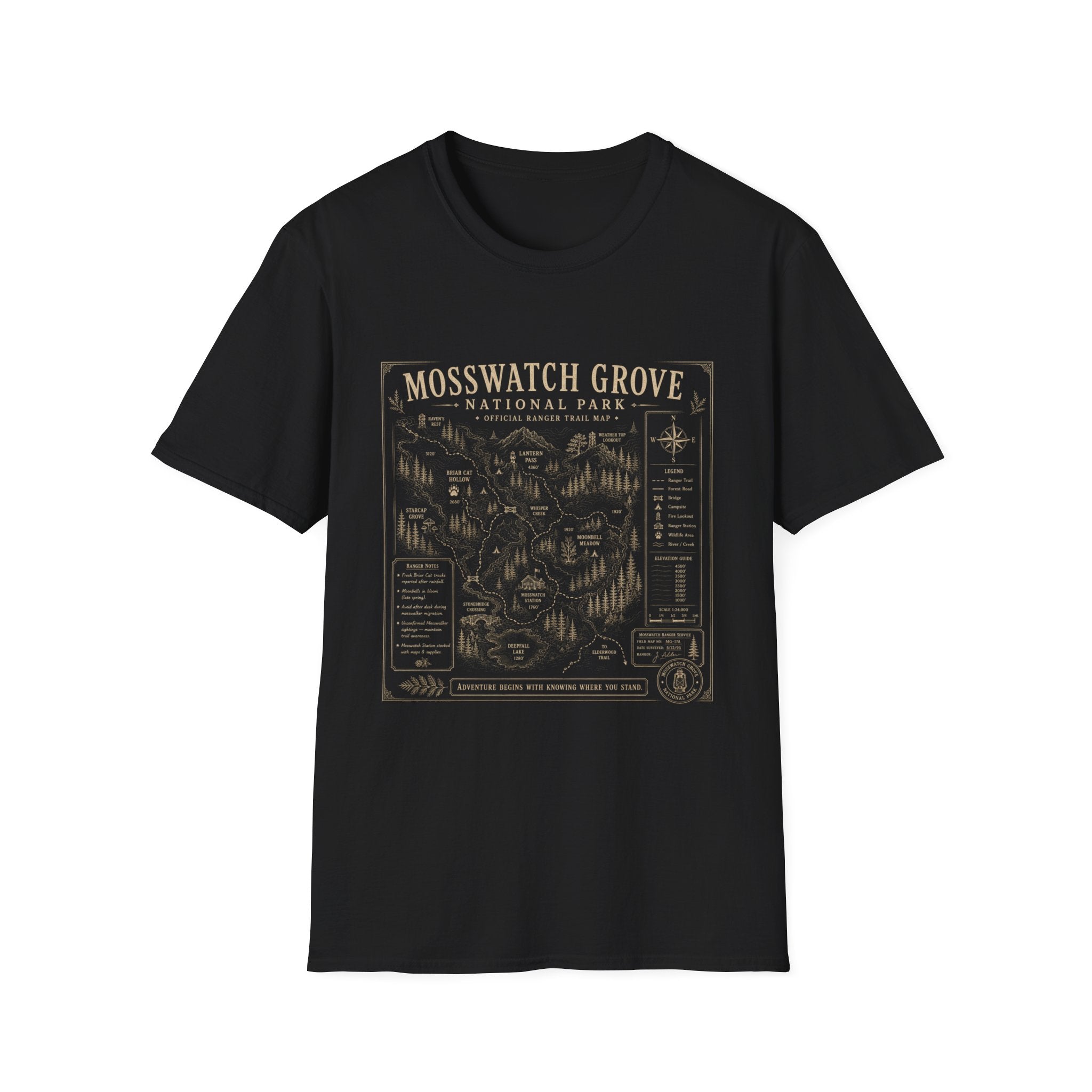 Mosswatch Grove Vintage Trail Map T-Shirt