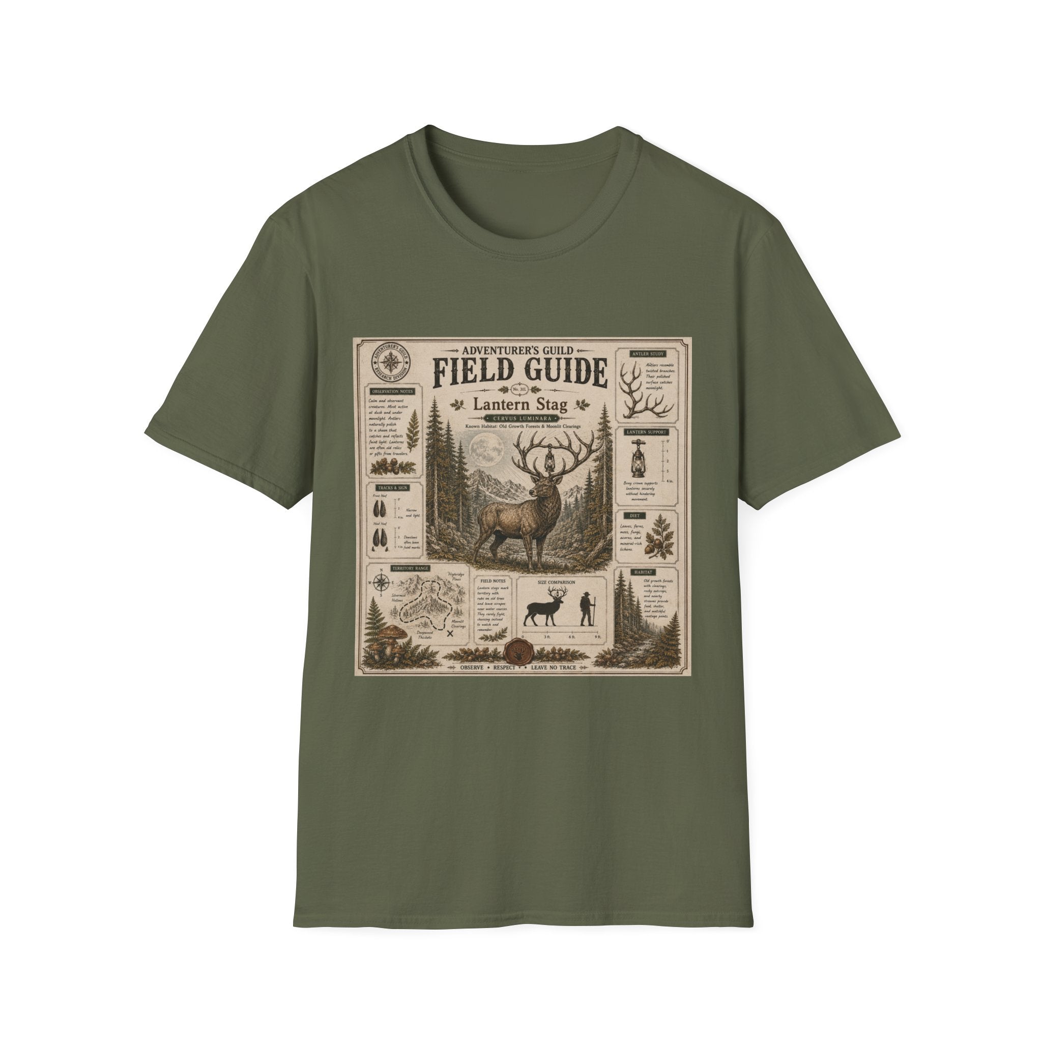Lantern Stag Field Guide Poster T-Shirt