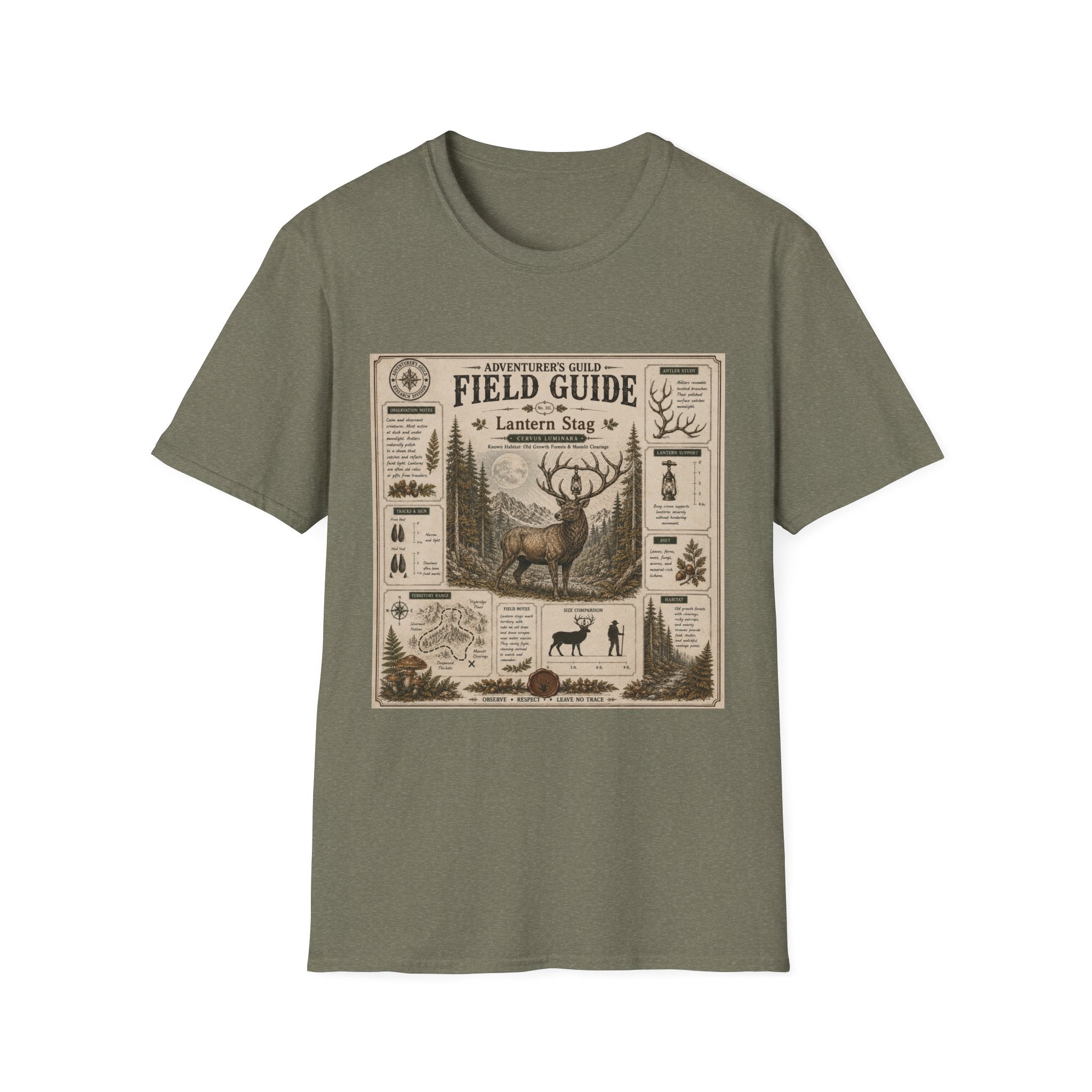 Lantern Stag Field Guide Poster T-Shirt