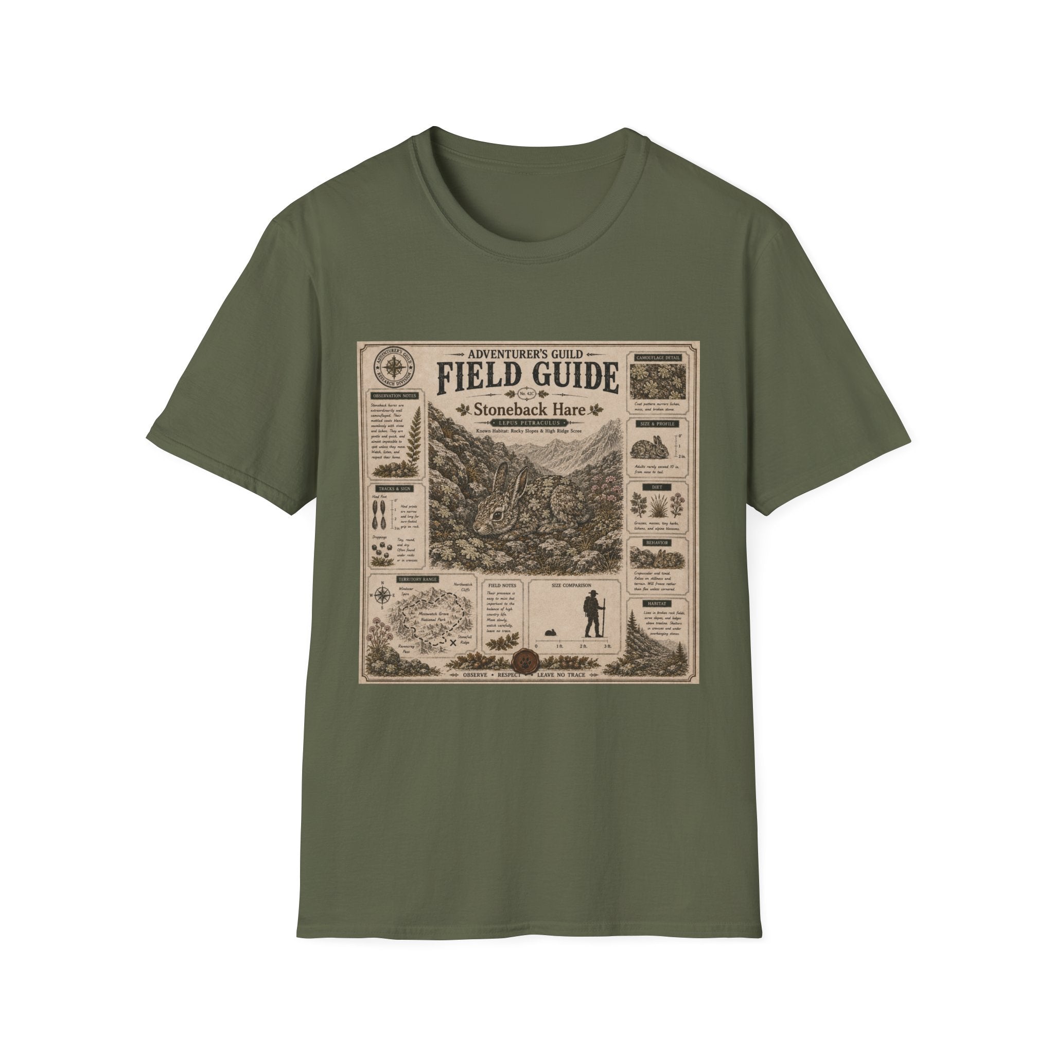 Stoneback Hare Field Guide Poster T-Shirt