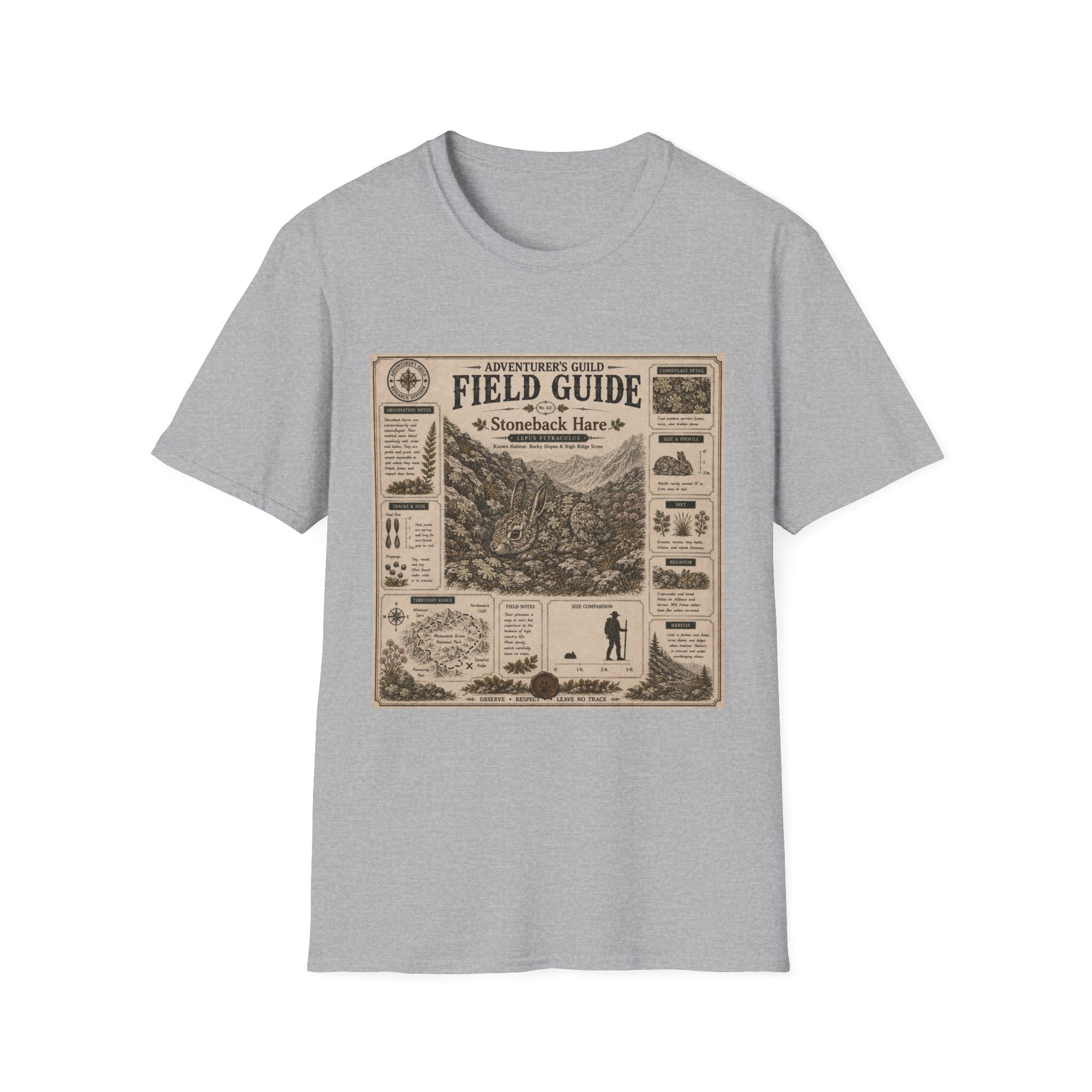 Stoneback Hare Field Guide Poster T-Shirt