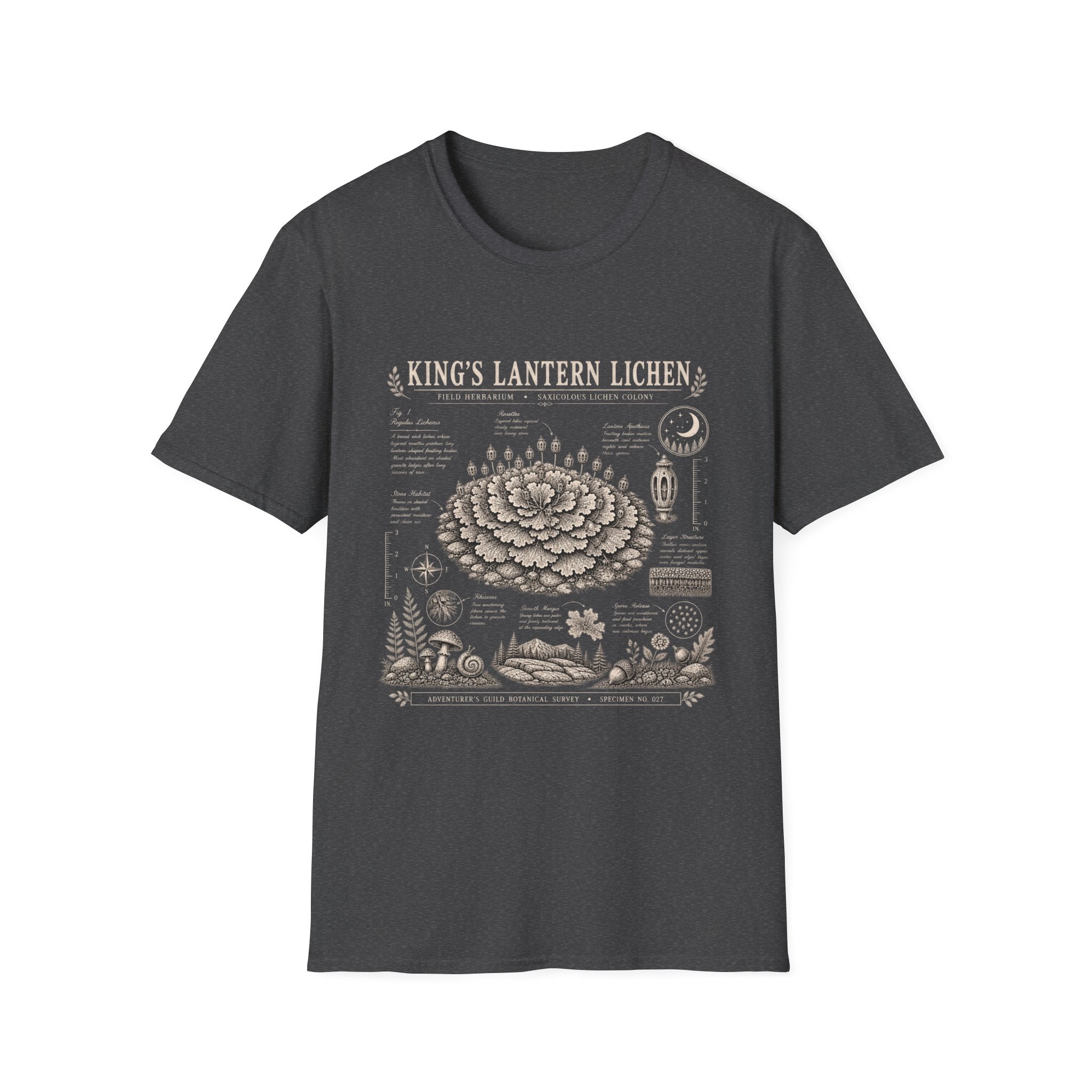 King’s Lantern Lichen Herbarium Plate T-Shirt