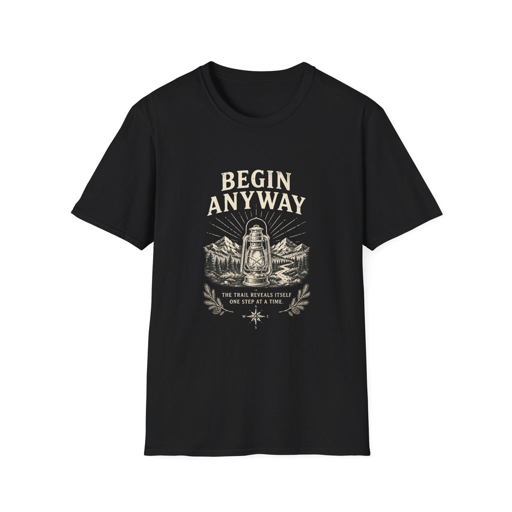 Begin Anyway Lantern & Mountains T-Shirt