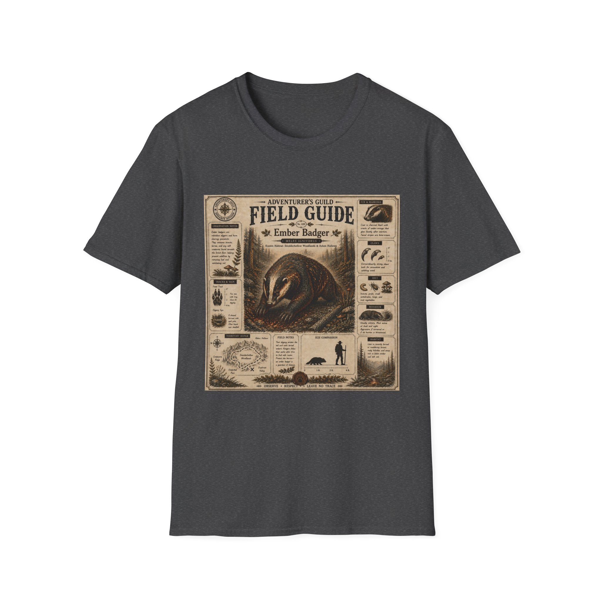 Ember Badger Field Guide Poster T-Shirt