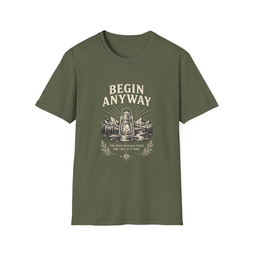 Begin Anyway Lantern & Mountains T-Shirt