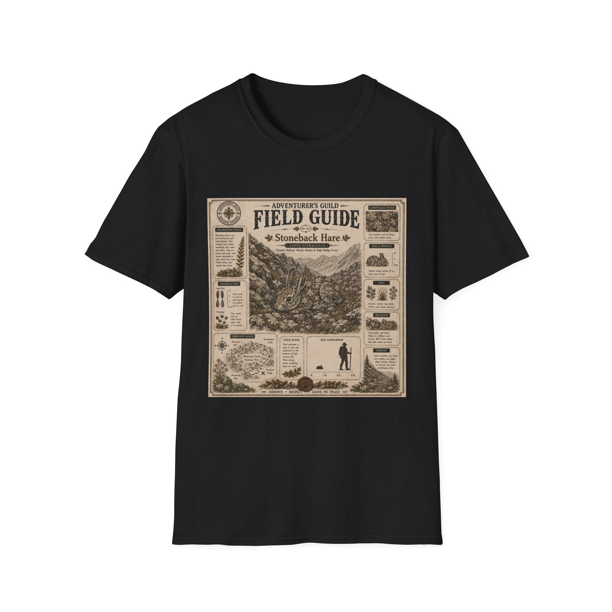 Stoneback Hare Field Guide Poster T-Shirt