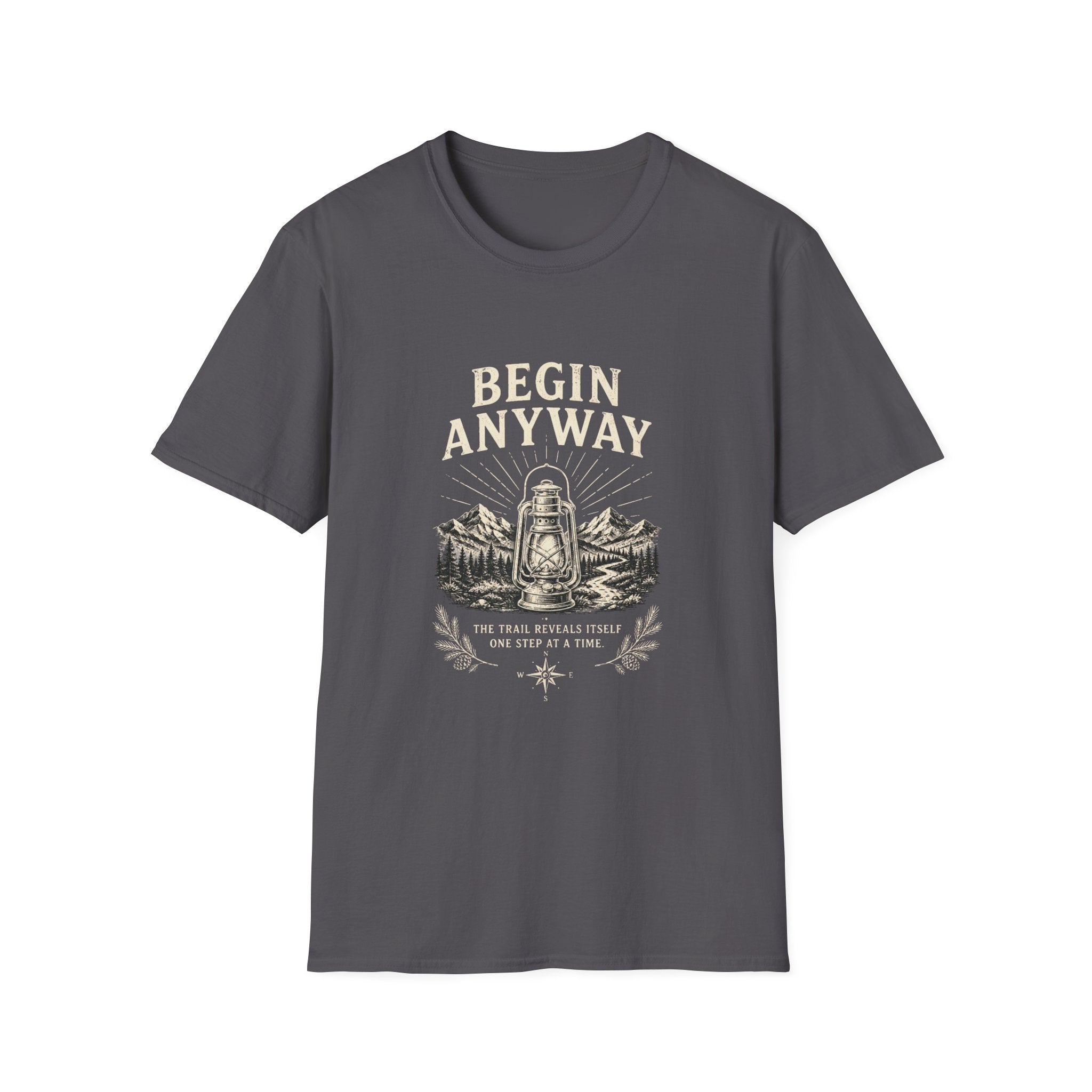 Begin Anyway Lantern & Mountains T-Shirt