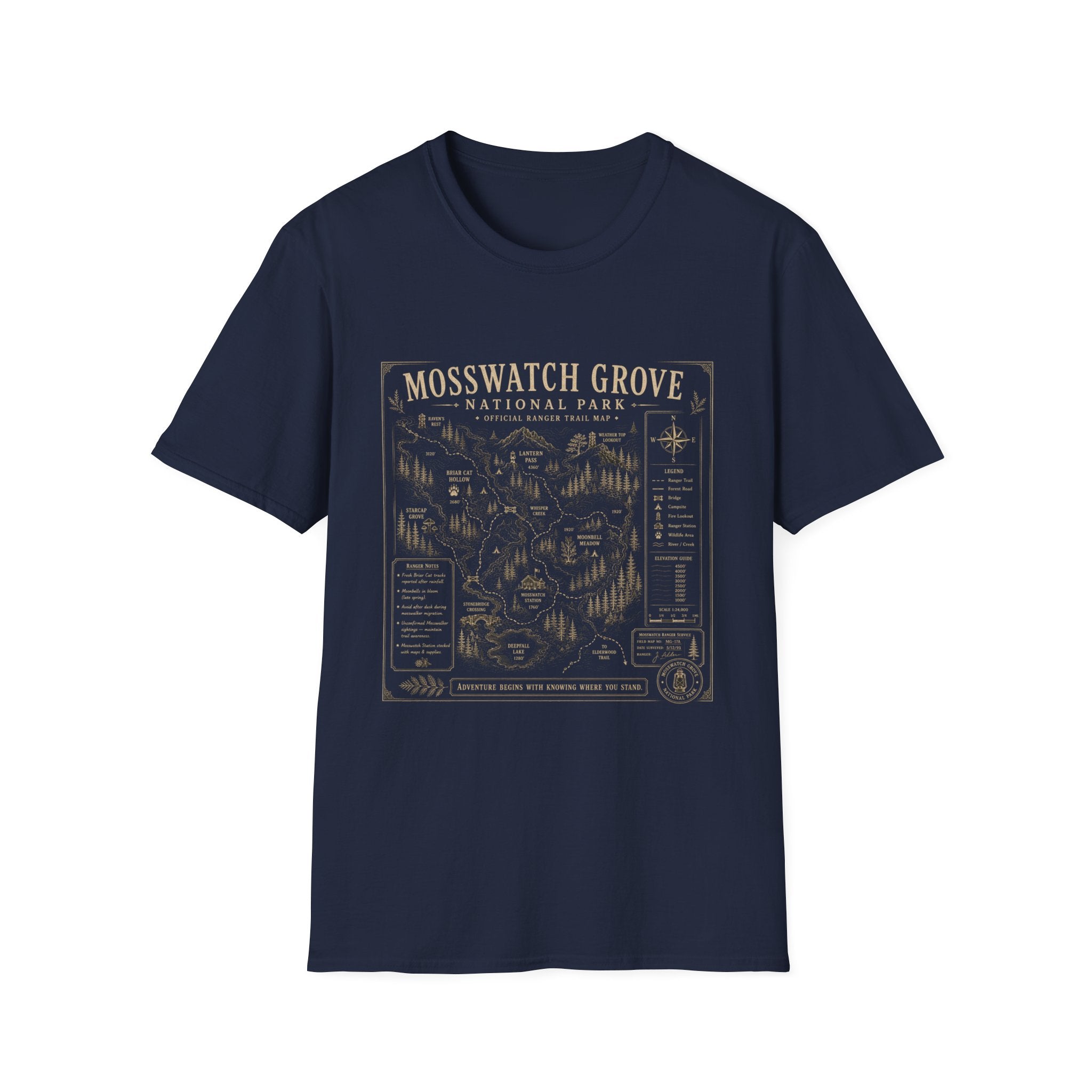 Mosswatch Grove Vintage Trail Map T-Shirt