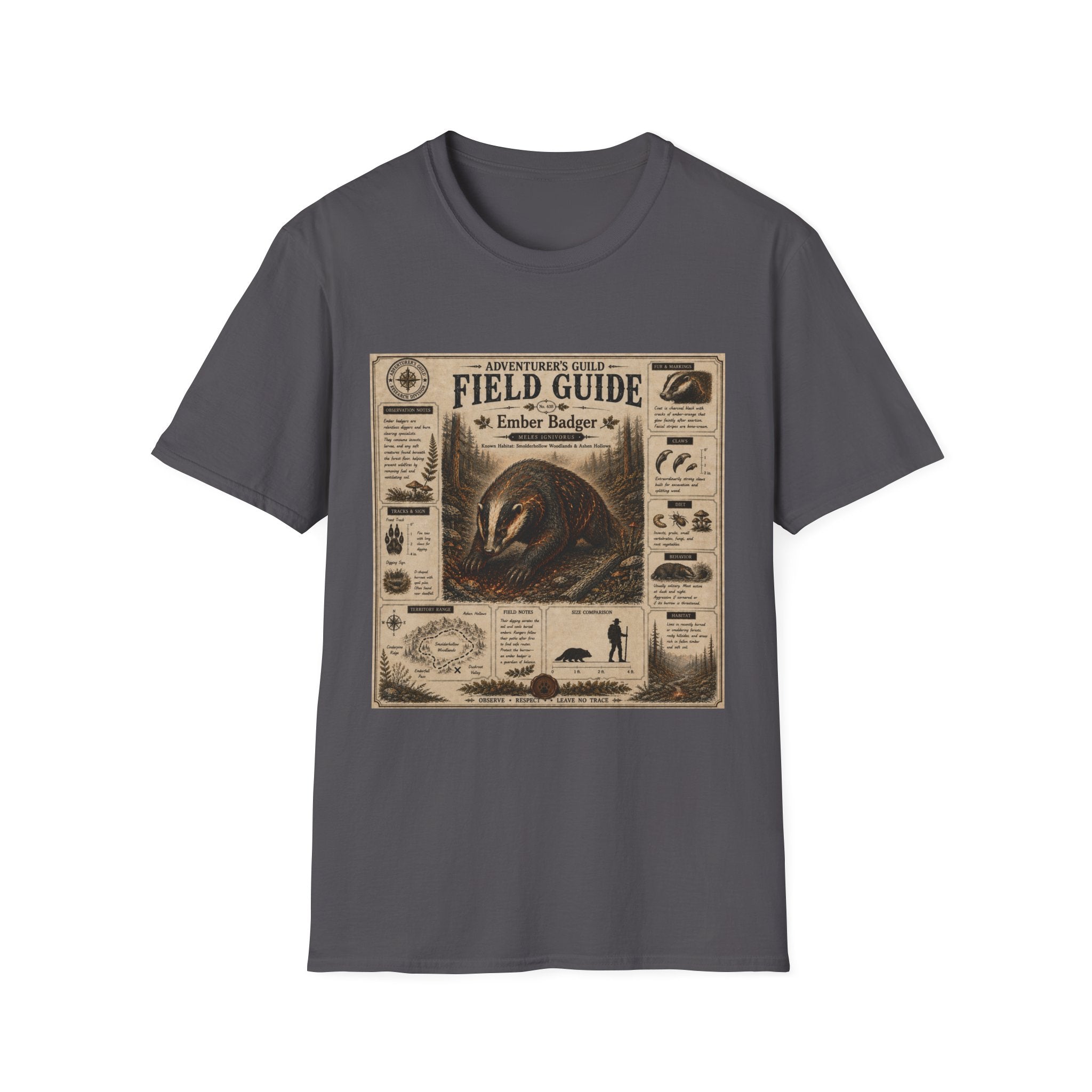 Ember Badger Field Guide Poster T-Shirt