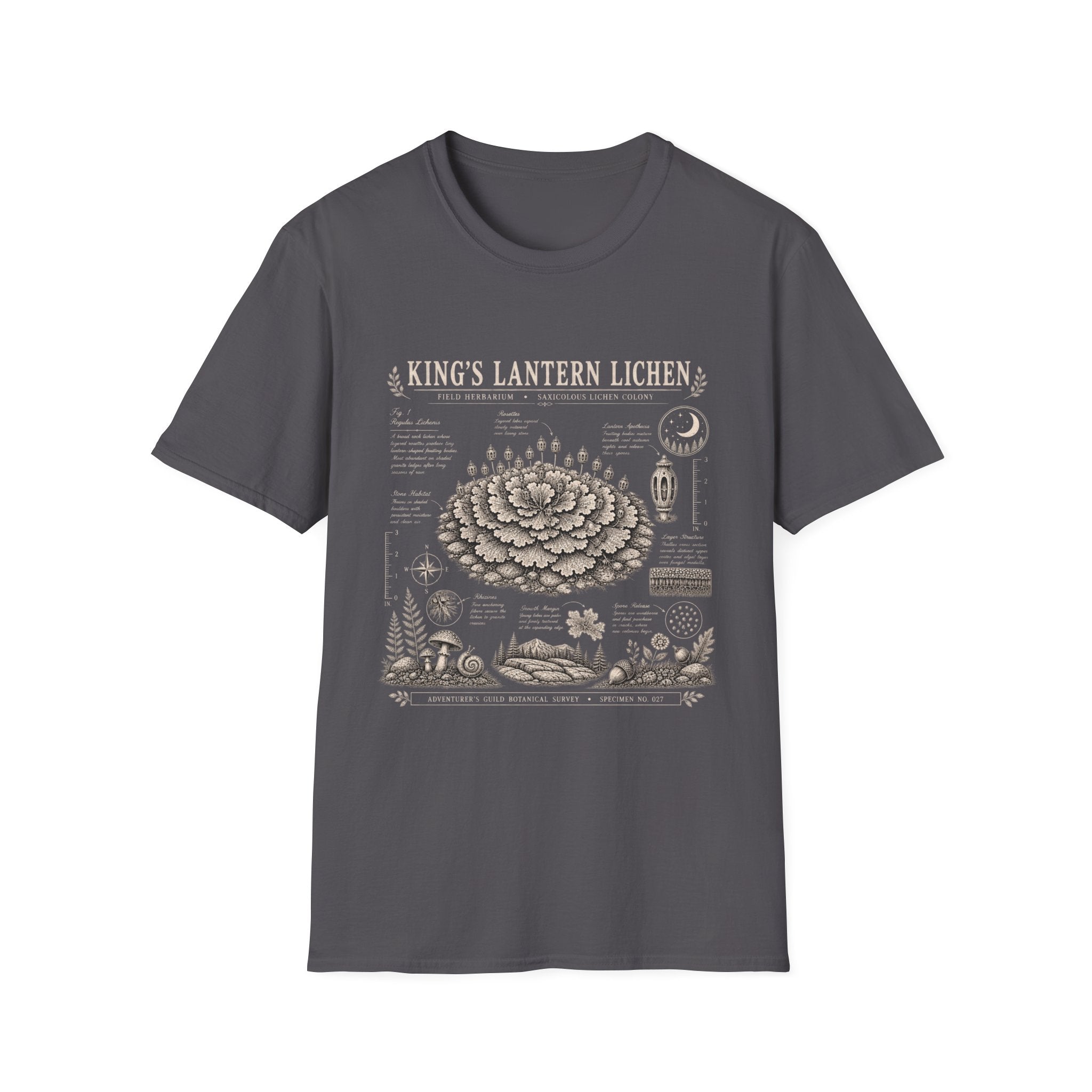 King’s Lantern Lichen Herbarium Plate T-Shirt
