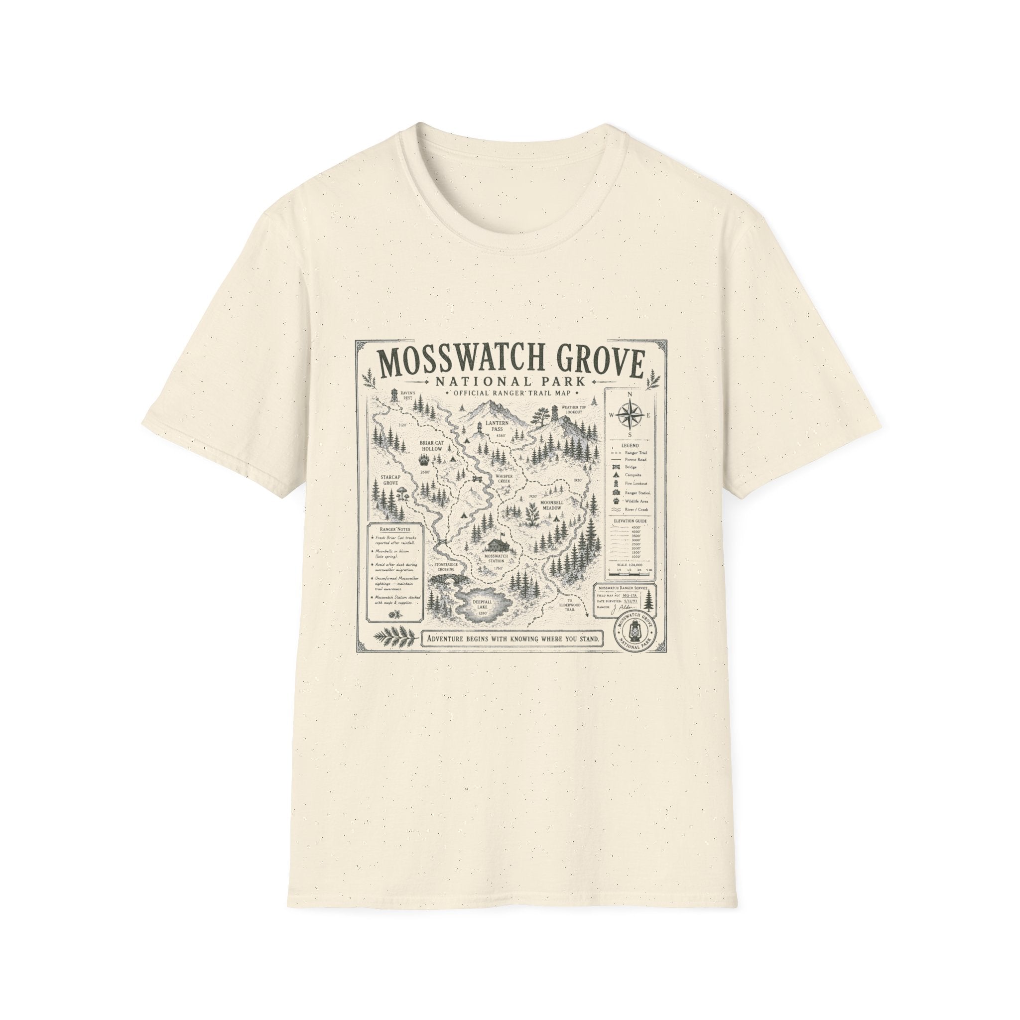 Mosswatch Grove Vintage Trail Map T-Shirt