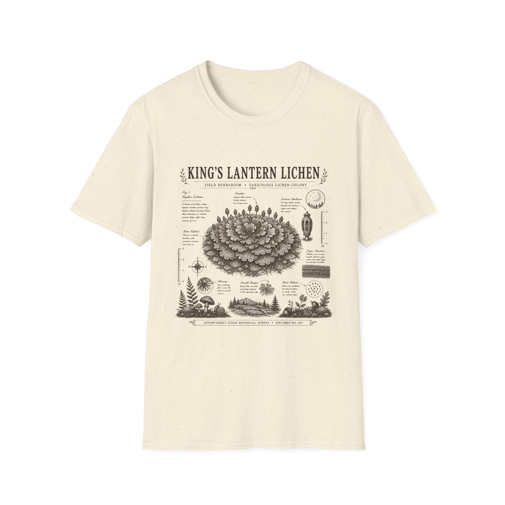 King’s Lantern Lichen Herbarium Plate T-Shirt