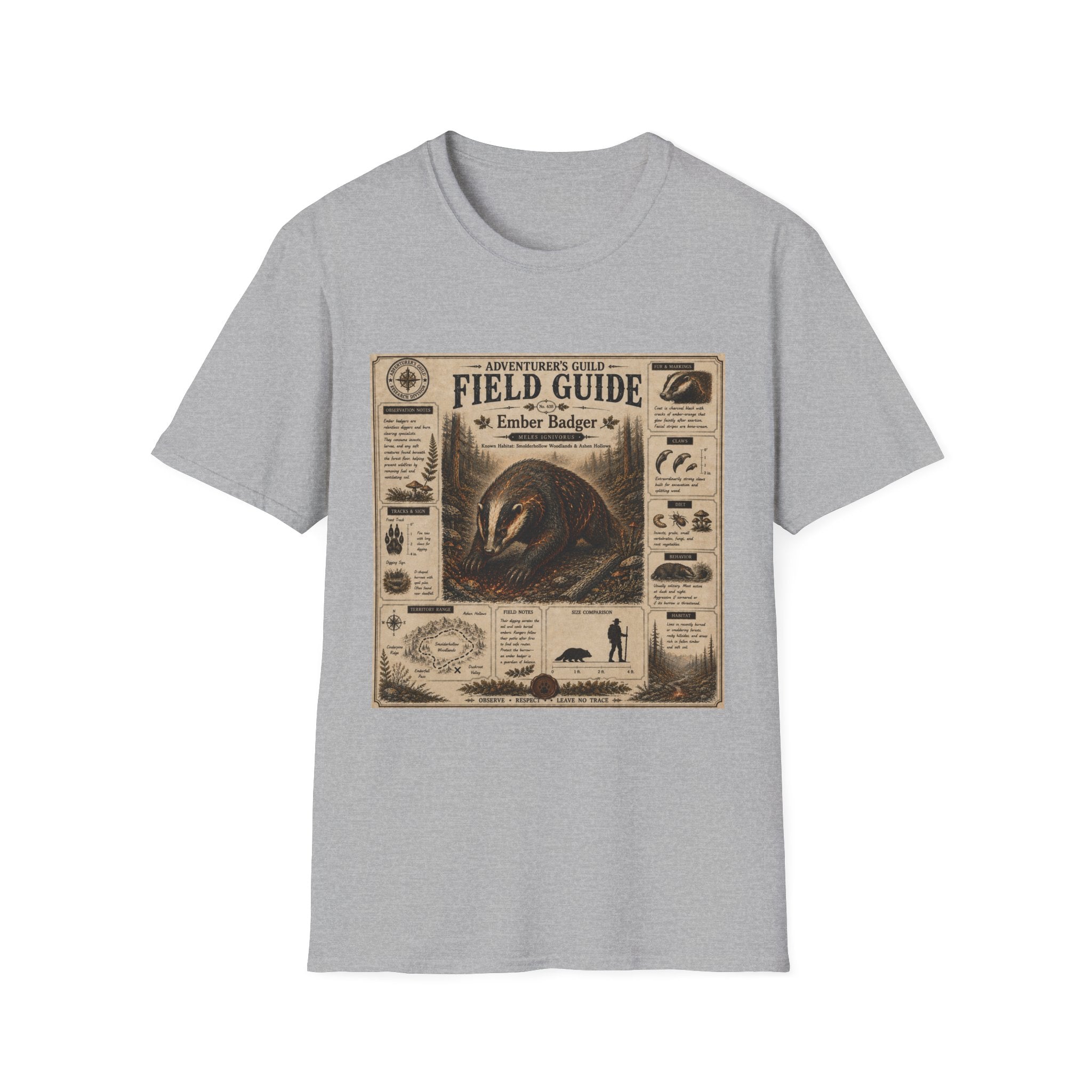 Ember Badger Field Guide Poster T-Shirt