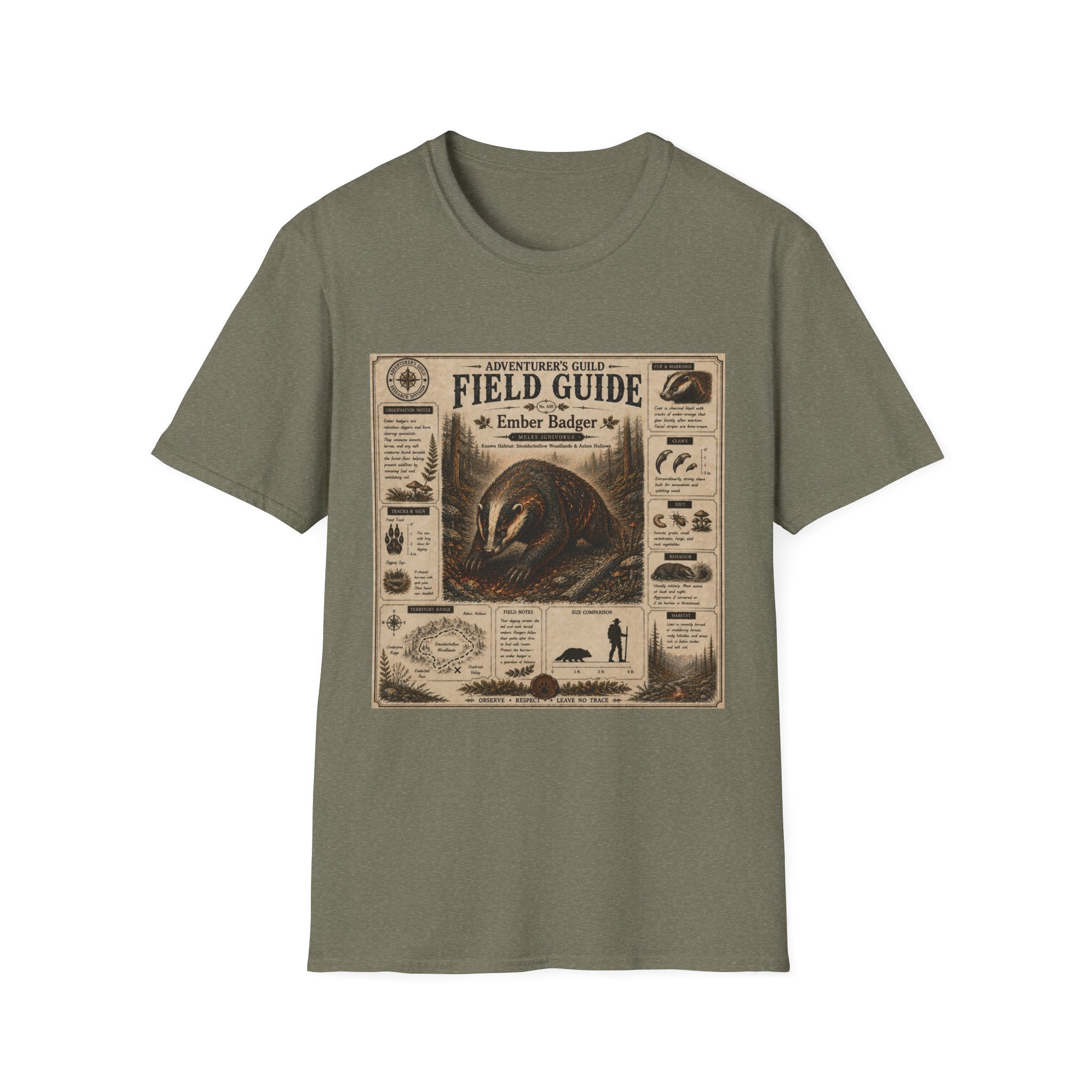 Ember Badger Field Guide Poster T-Shirt