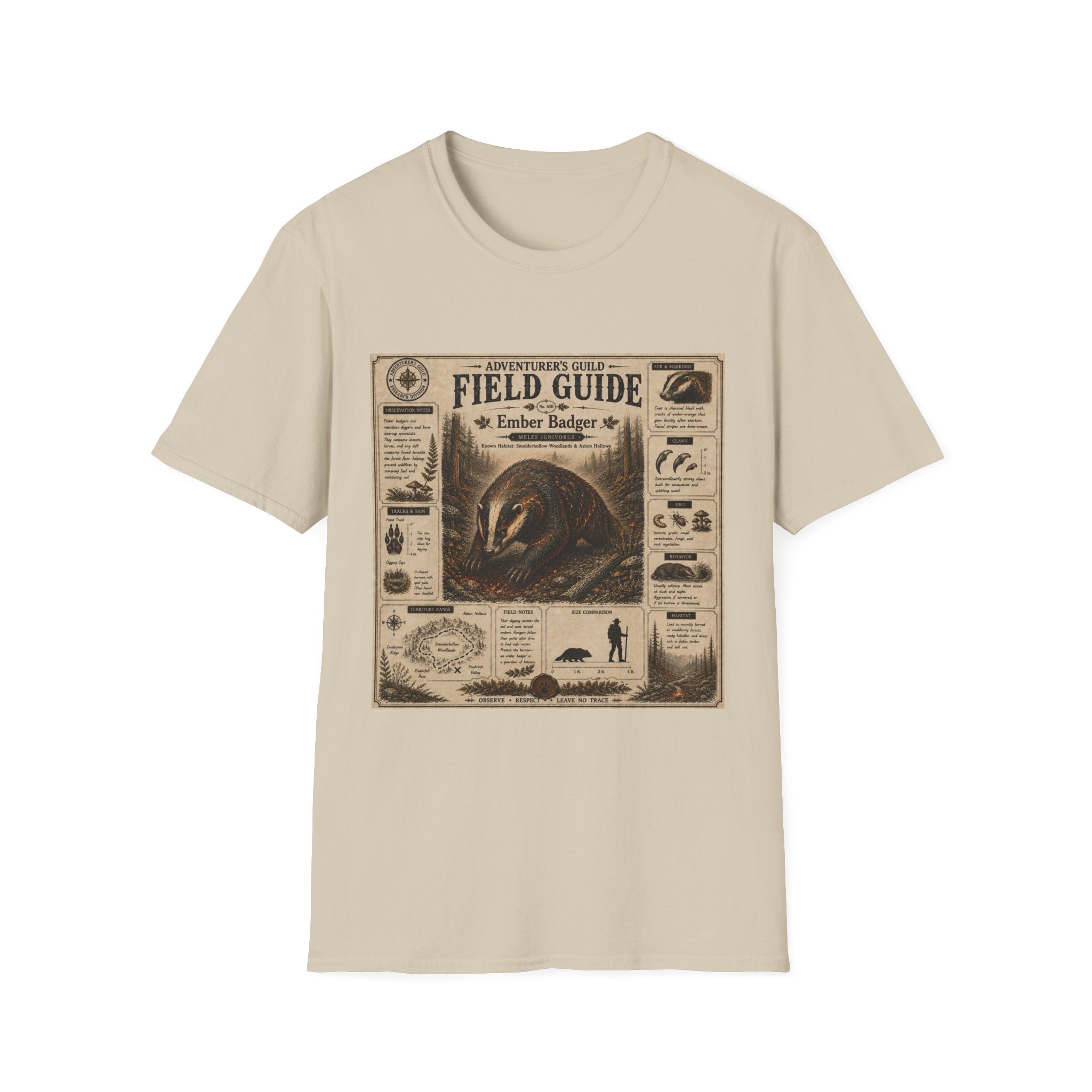 Ember Badger Field Guide Poster T-Shirt