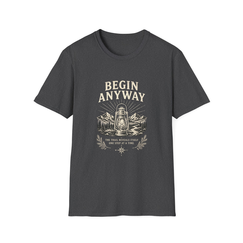 Begin Anyway Lantern & Mountains T-Shirt