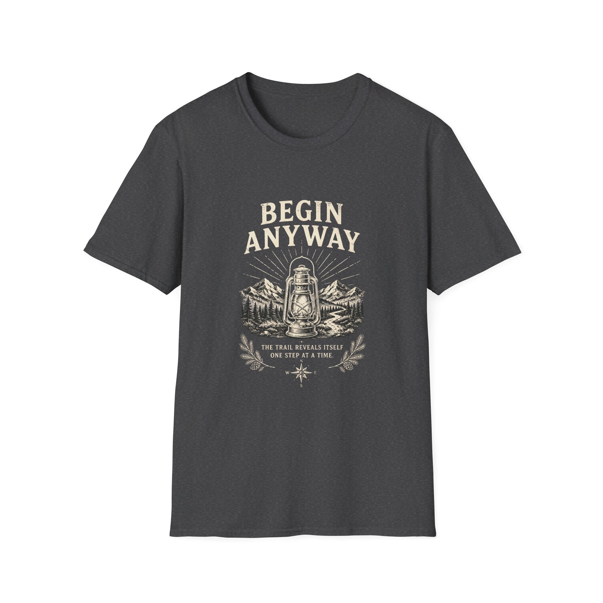 Begin Anyway Lantern & Mountains T-Shirt