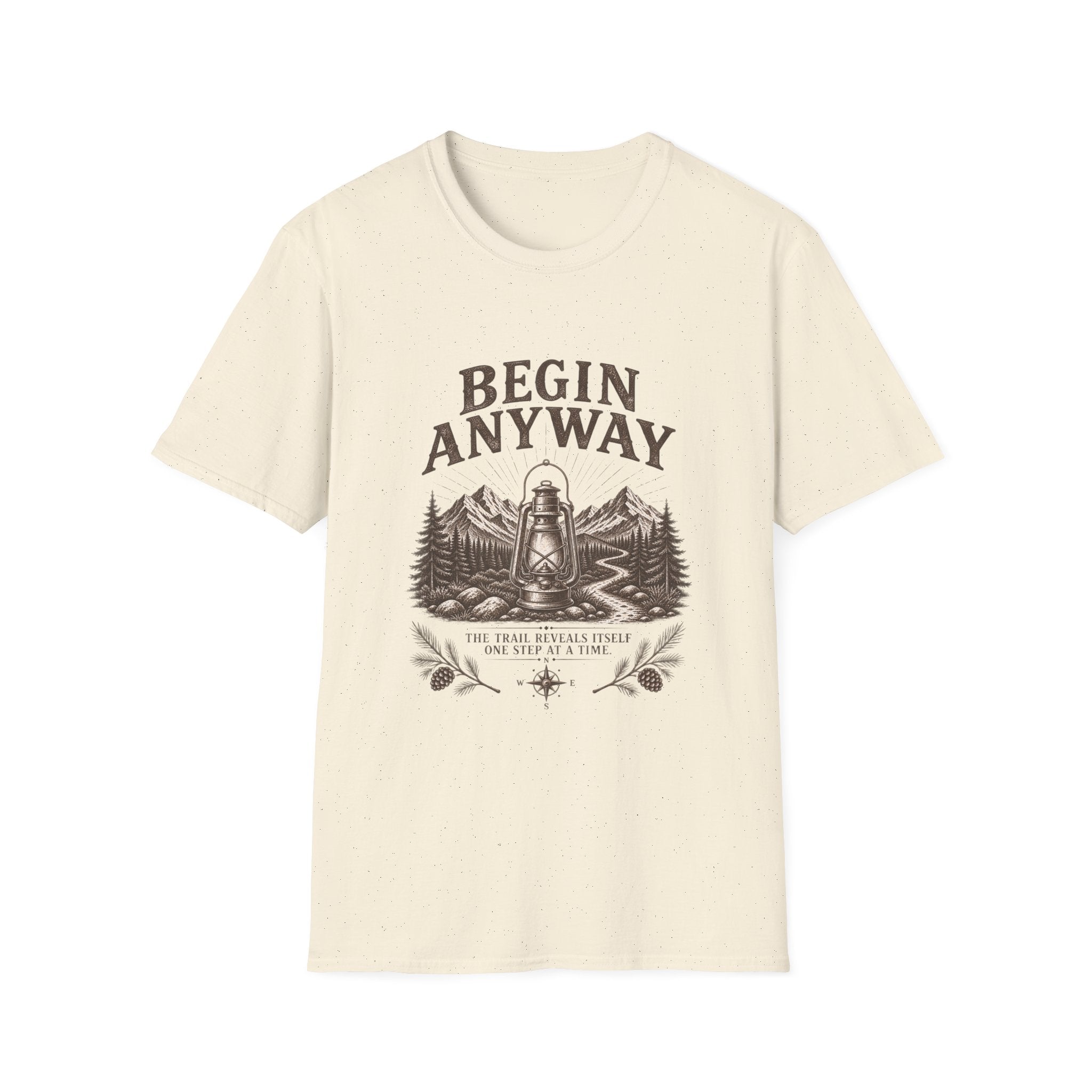 Begin Anyway Lantern & Mountains T-Shirt