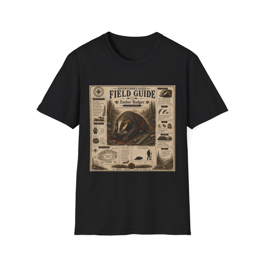 Ember Badger Field Guide Poster T-Shirt