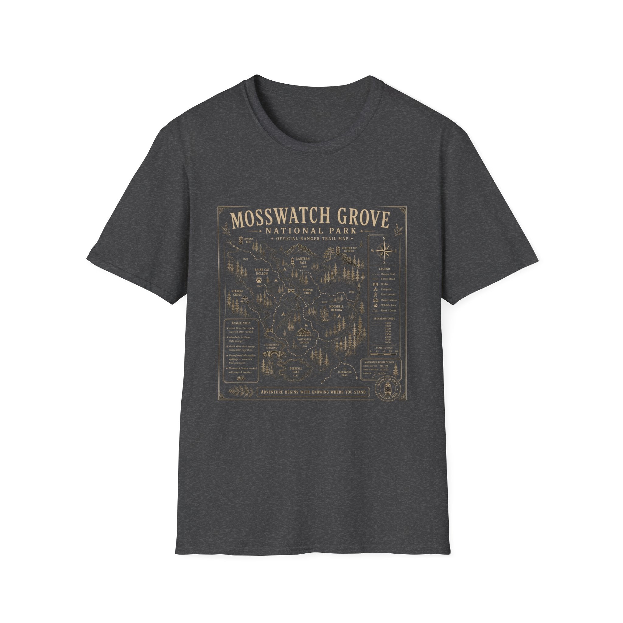Mosswatch Grove Vintage Trail Map T-Shirt