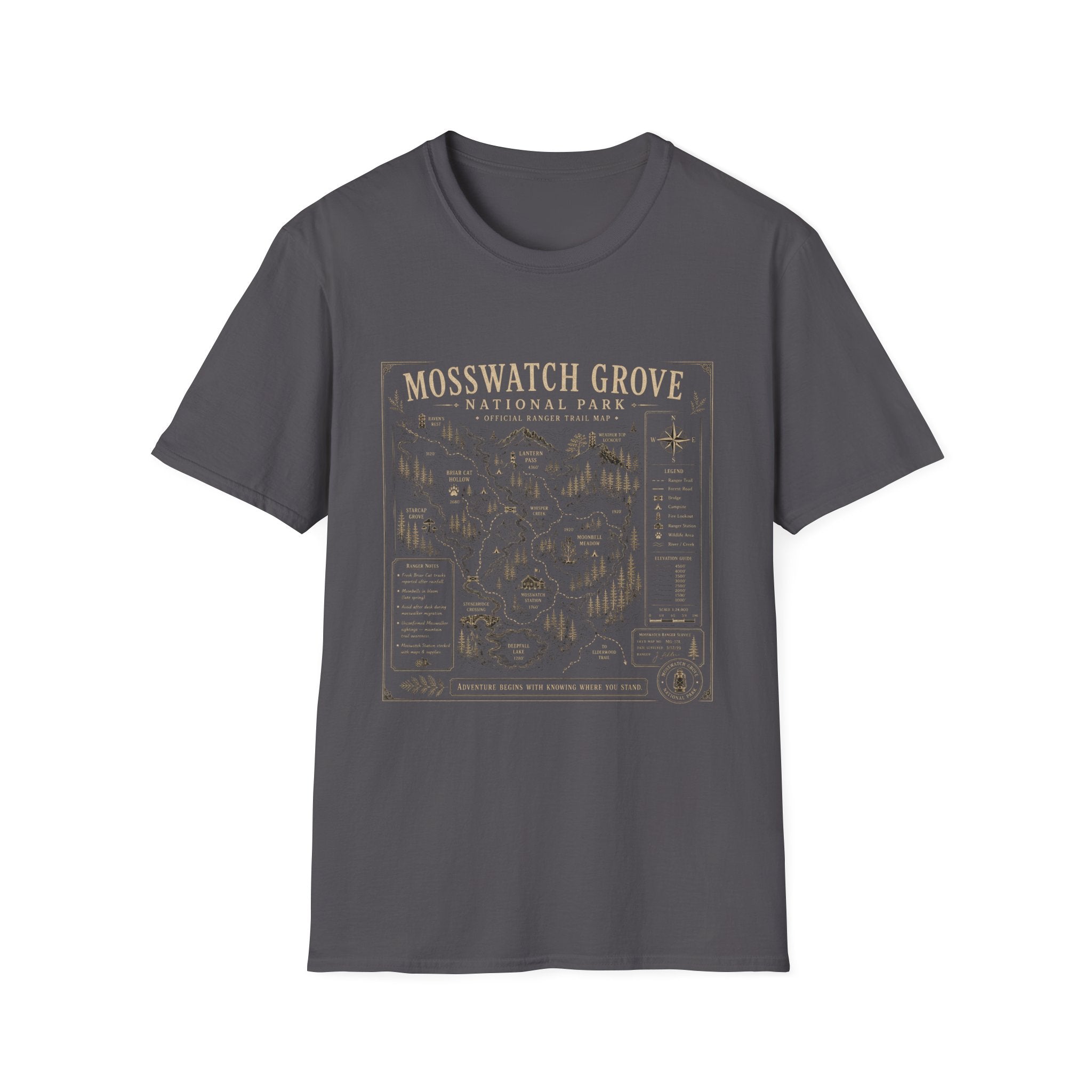 Mosswatch Grove Vintage Trail Map T-Shirt
