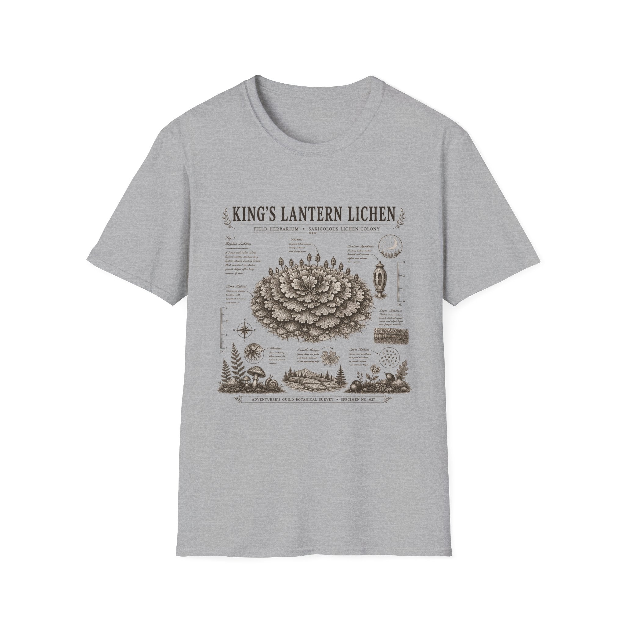 King’s Lantern Lichen Herbarium Plate T-Shirt
