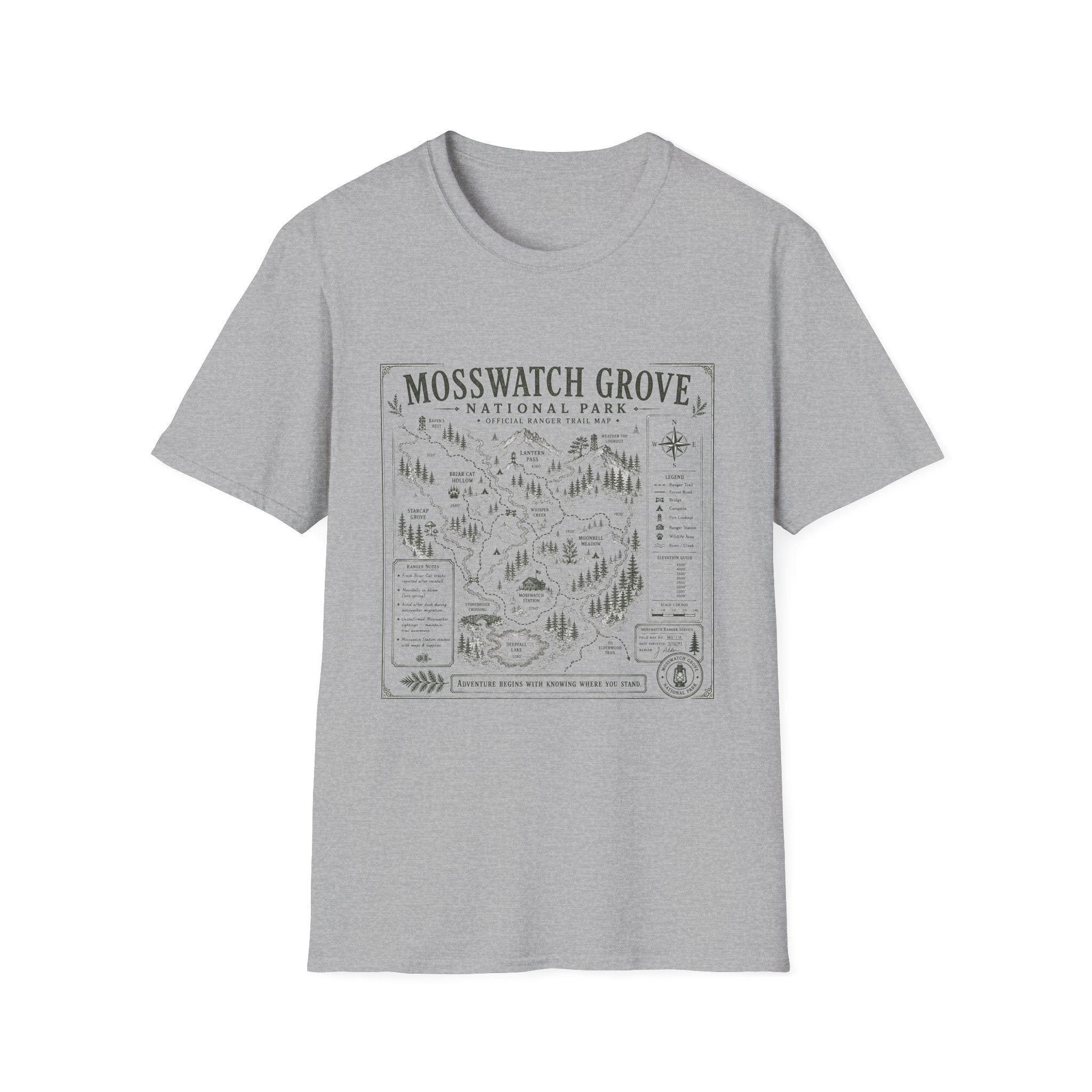 Mosswatch Grove Vintage Trail Map T-Shirt